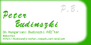 peter budinszki business card